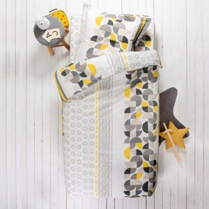 Blancheporte Detská posteľná bielizeň Delírium, bavlna, potlač s geometrickým dizajnom sivá/žltá obliečka na vank. 65x65cm+lem
