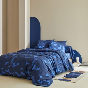 Blancheporte Posteľná bielizeň Puzzle s geometrickým dizajnom, bavlna modrá obliečka na prikrývku140x200cm