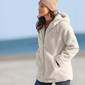 Blancheporte Buklé kabát s kapucňou a zipsovým zapínaním prírodná 54
