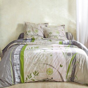 Blancheporte Posteľná bielizeň Florentine, bavlna, potlač s rastlinným vzorom zelená obliečka na vank. 65x65cm+lem
