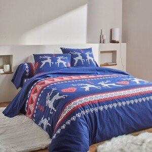 Blancheporte Bavlnená posteľná bielizeň Jeleň nám.modrá obliečka na vankúš 65x65cm
