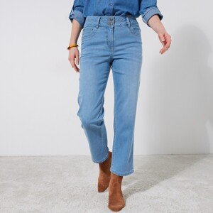 Blancheporte Rovné skrátené džínsy zapratá modrá 36