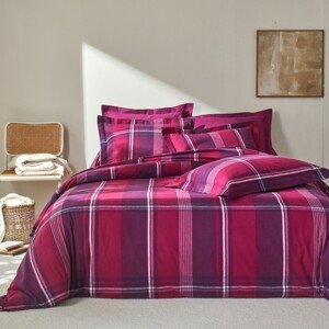 Blancheporte Flanelová posteľná bielizeň Scott zn. Colombine, farbené vlákna slivková klasická plachta 180x290cm